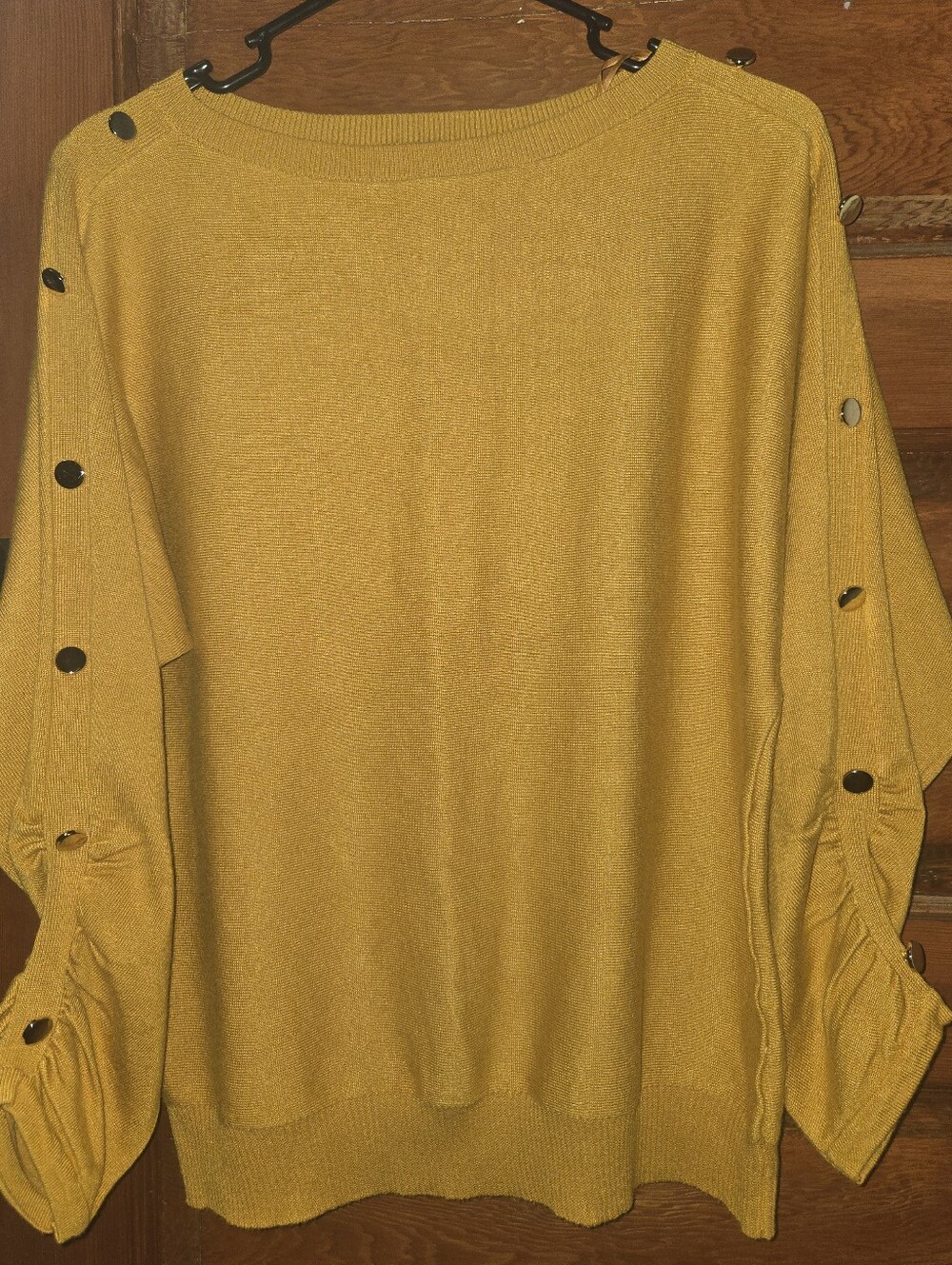 Button-Detail Mustard Yellow Women's Top
